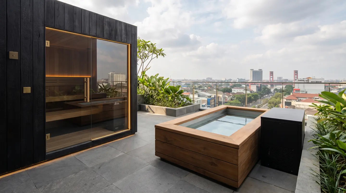 Sauna dan ice bath kayu jati terpasang di Ilir Timur & Pusat Kota, Palembang