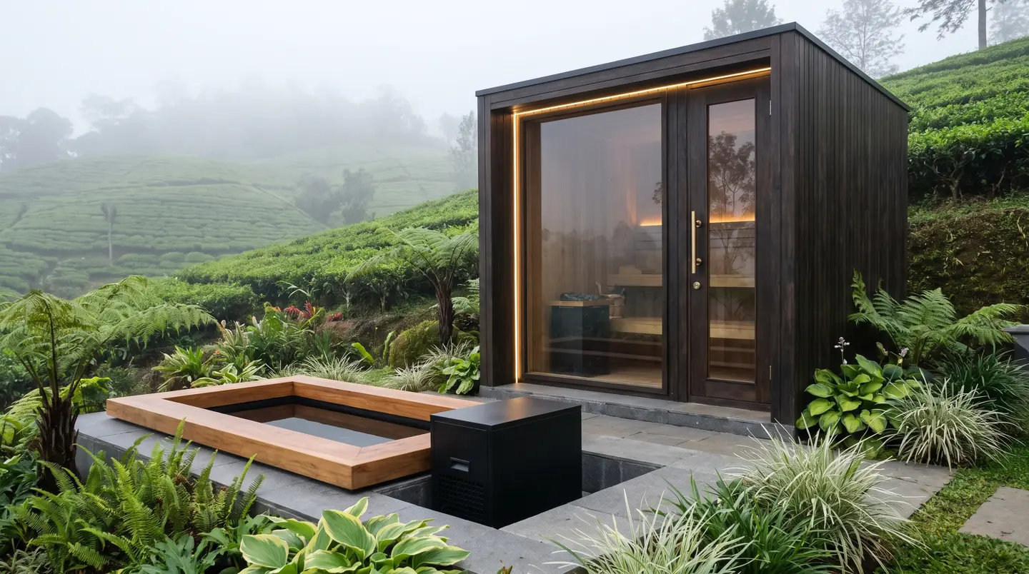 Sauna dan ice bath kayu jati terpasang di Prabumulih, Lubuklinggau & Pagaralam, Palembang
